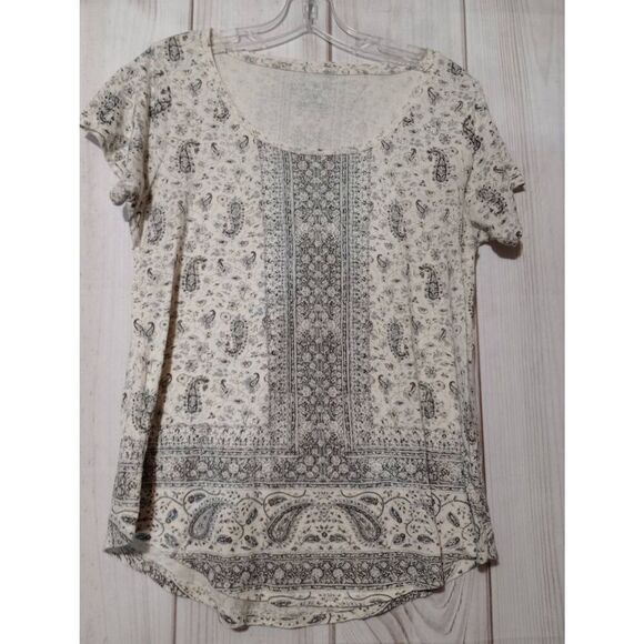 Lucky Brand Shirt Ladies Medium‎ Tan Cream Boho Neutral - Picture 1 of 7